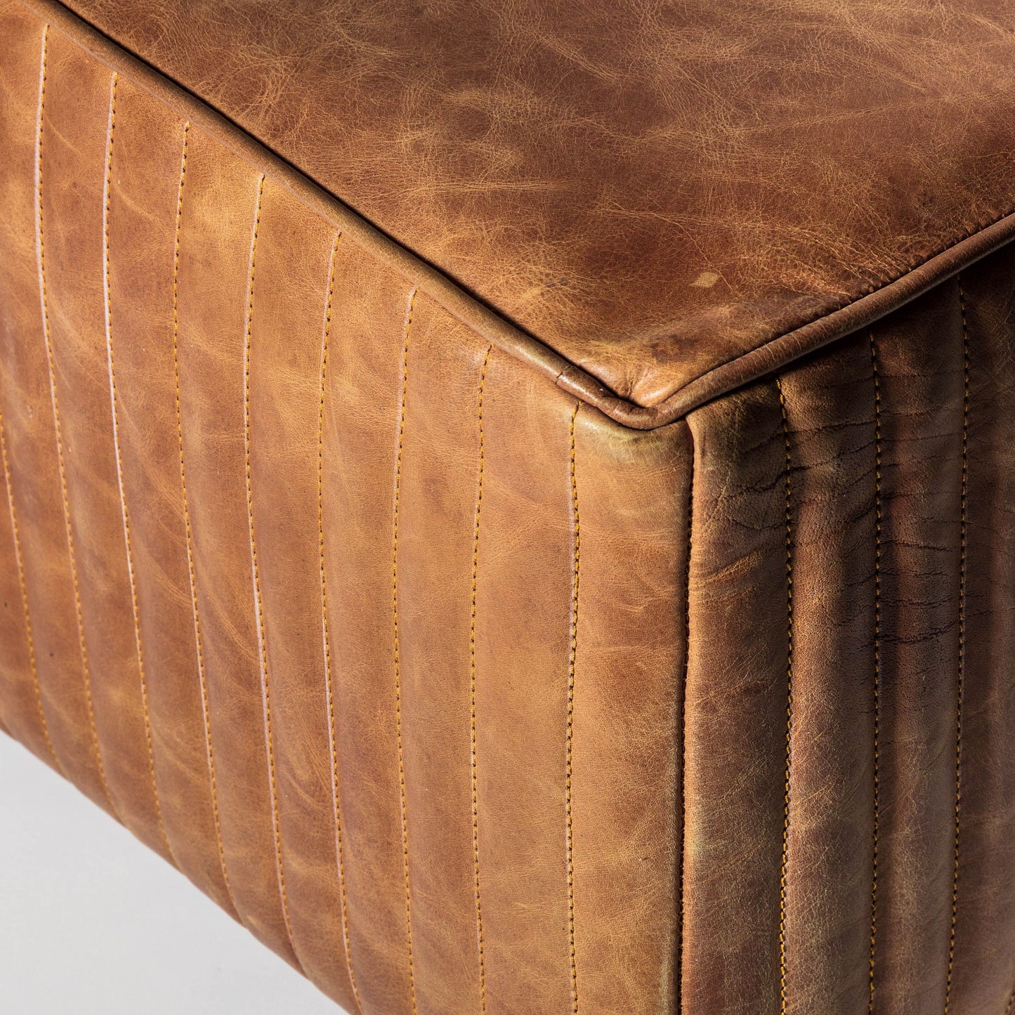 Eden Slab Brown Leather Footstool