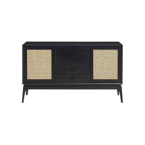 Elder Sideboard Rattan Black & Natural