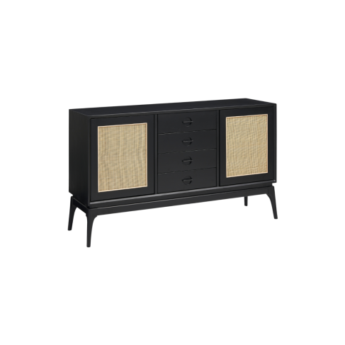 Elder Sideboard Rattan Black & Natural