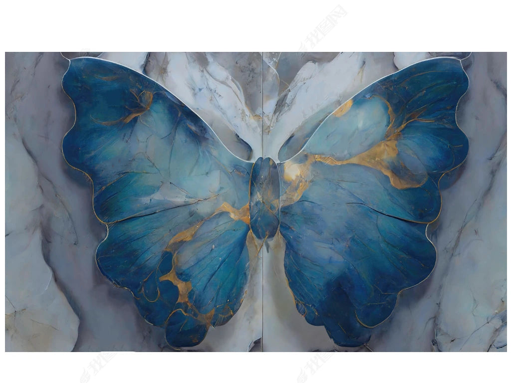 Bold Blue Butterfly Bedroom Mural