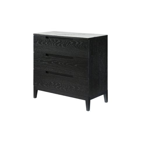 Orchid Marble 3 Drawer Chest Wenge (Black Stained Oak)