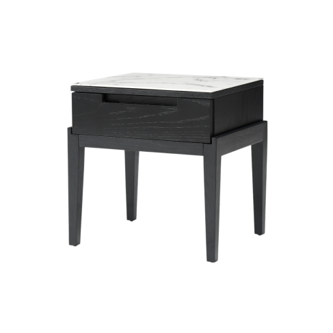 Orchid Marble Bedside Single Drawer Wenge (Black Stained Oak)