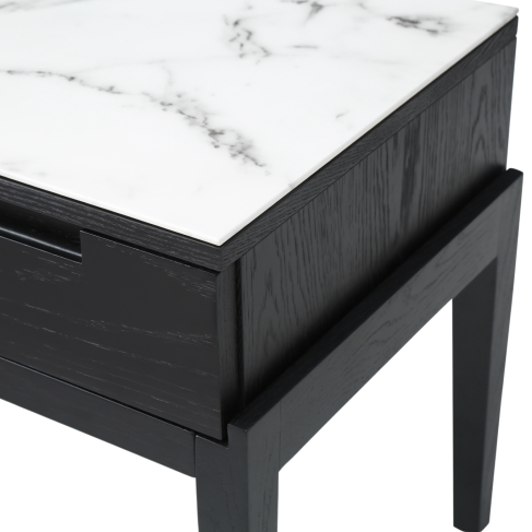 Orchid Marble Bedside Single Drawer Wenge (Black Stained Oak)