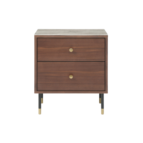 Willow Bedside Double Drawer Timber Tobacco