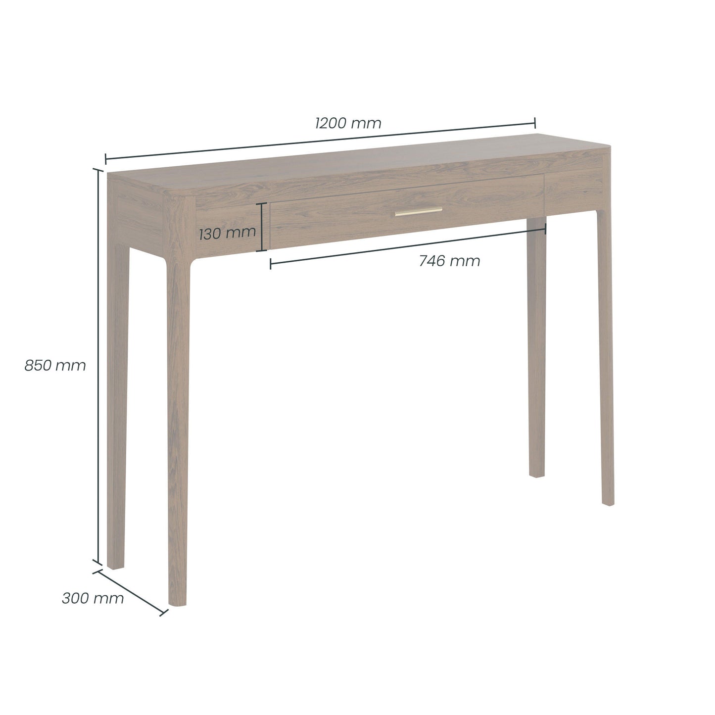 Abberley Console Brown Stained Solid Oak