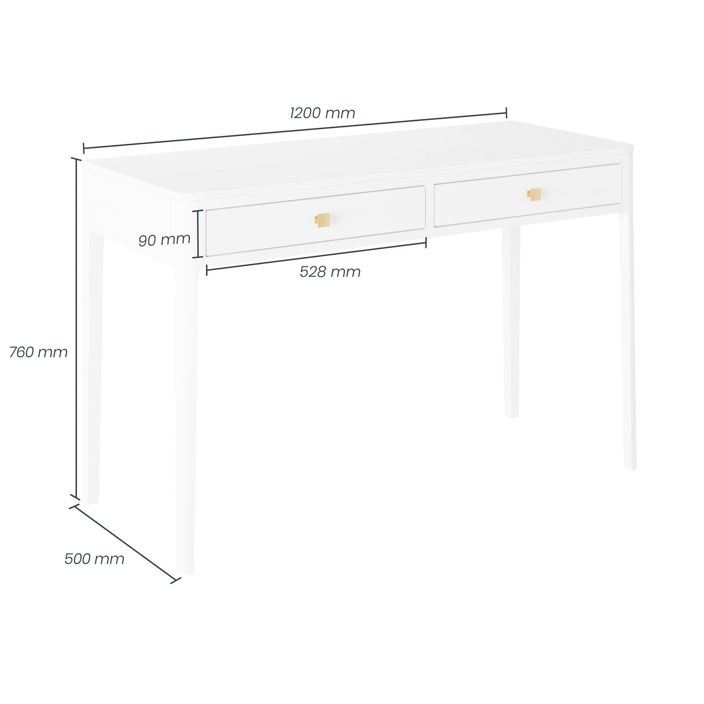 Abberley Desk White Stained Solid Oak