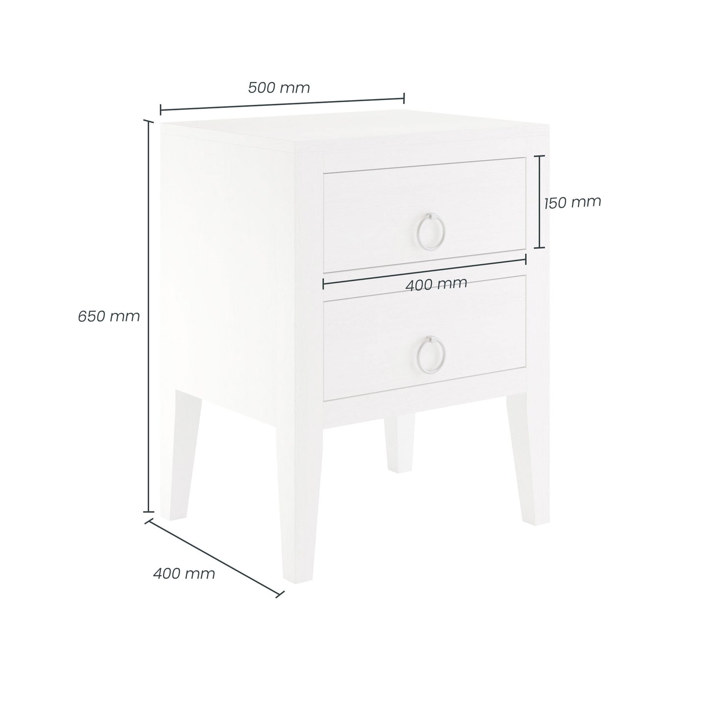 Cheriton Bedside | 2 drawer | White