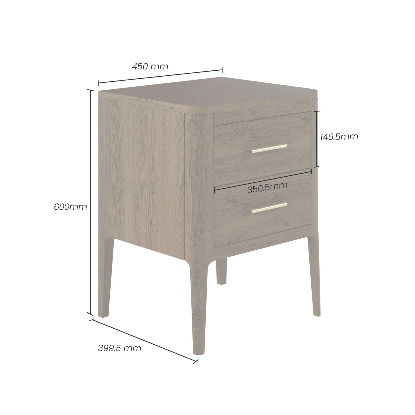 Abberley Bedside Table Brown Stained Solid Oak