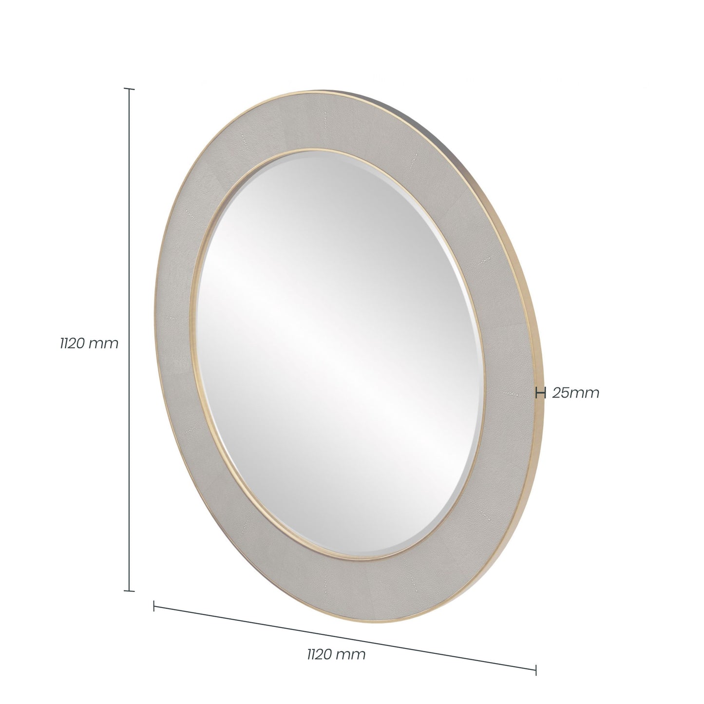 Hampton Mirror, Round | Grey Shagreen