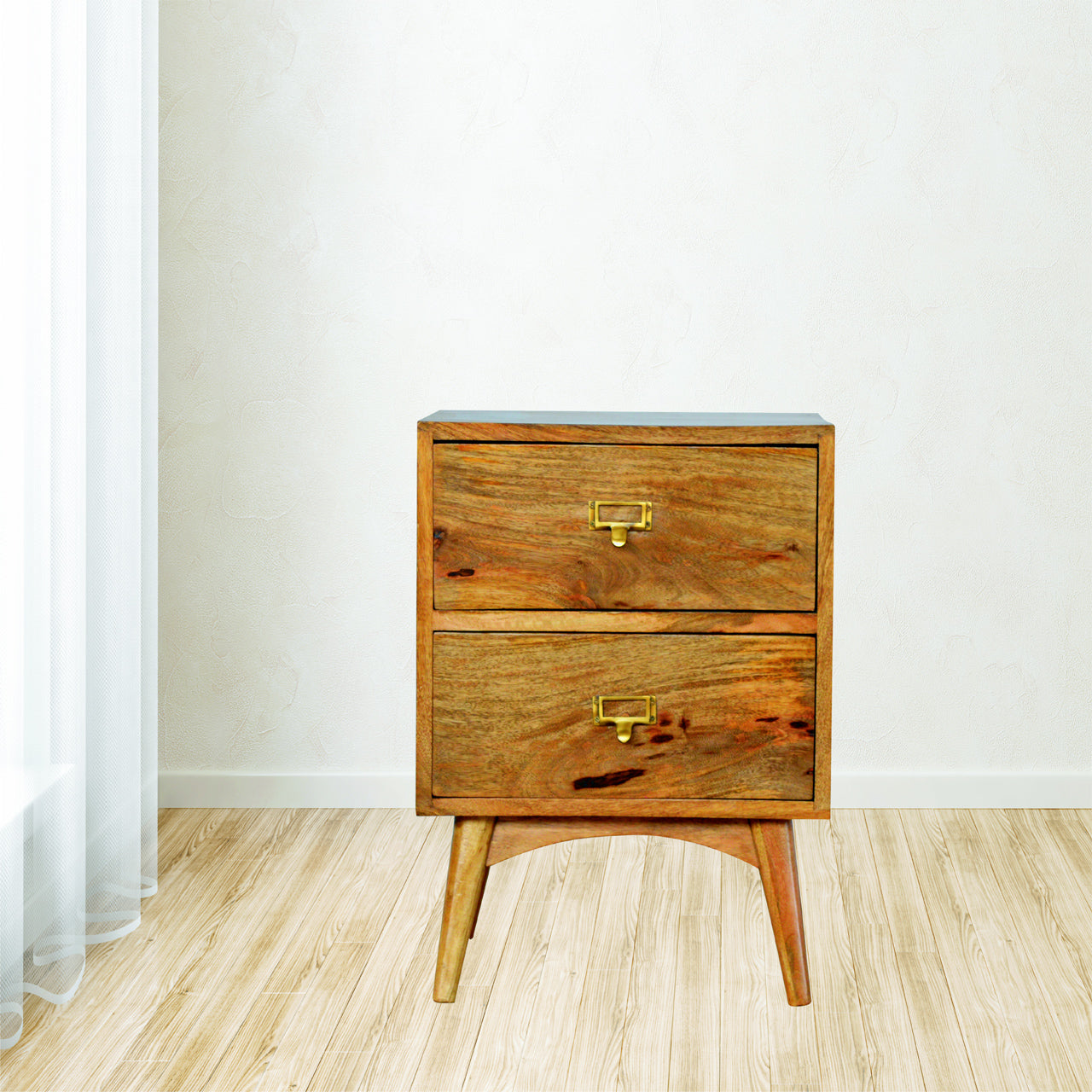 Brass Metal Slot Bedside Table