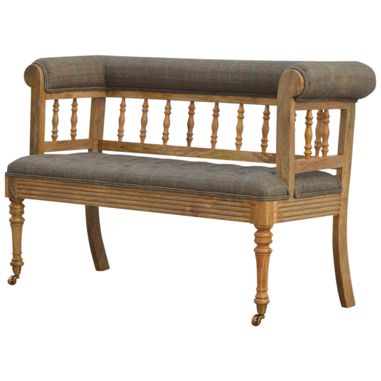 Multi Tweed Deep Button Hallway Bench