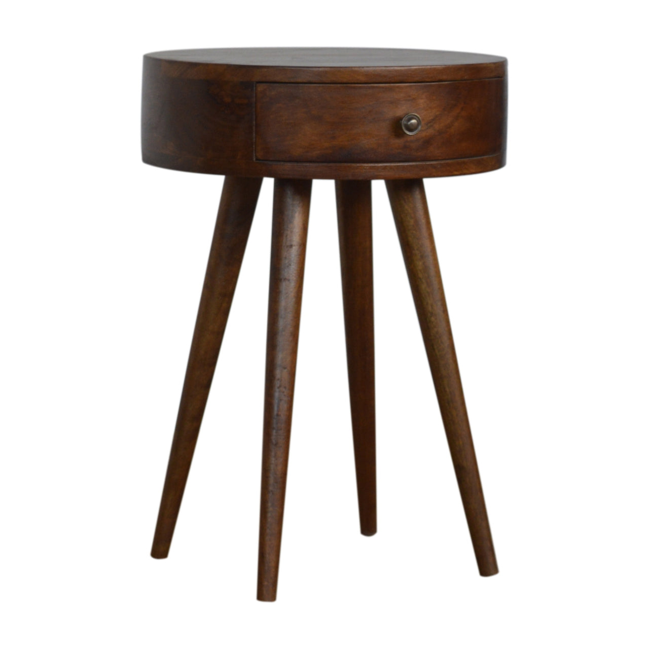 Nordic Chestnut Circular Shaped Bedside Table