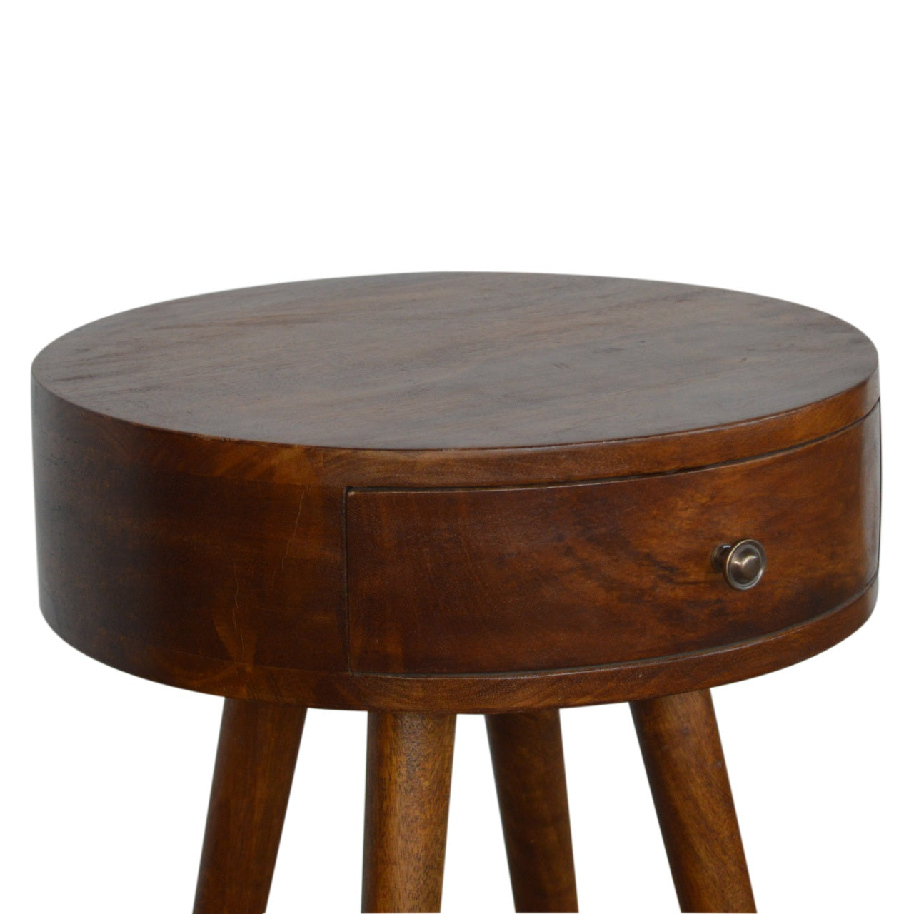 Nordic Chestnut Circular Shaped Bedside Table