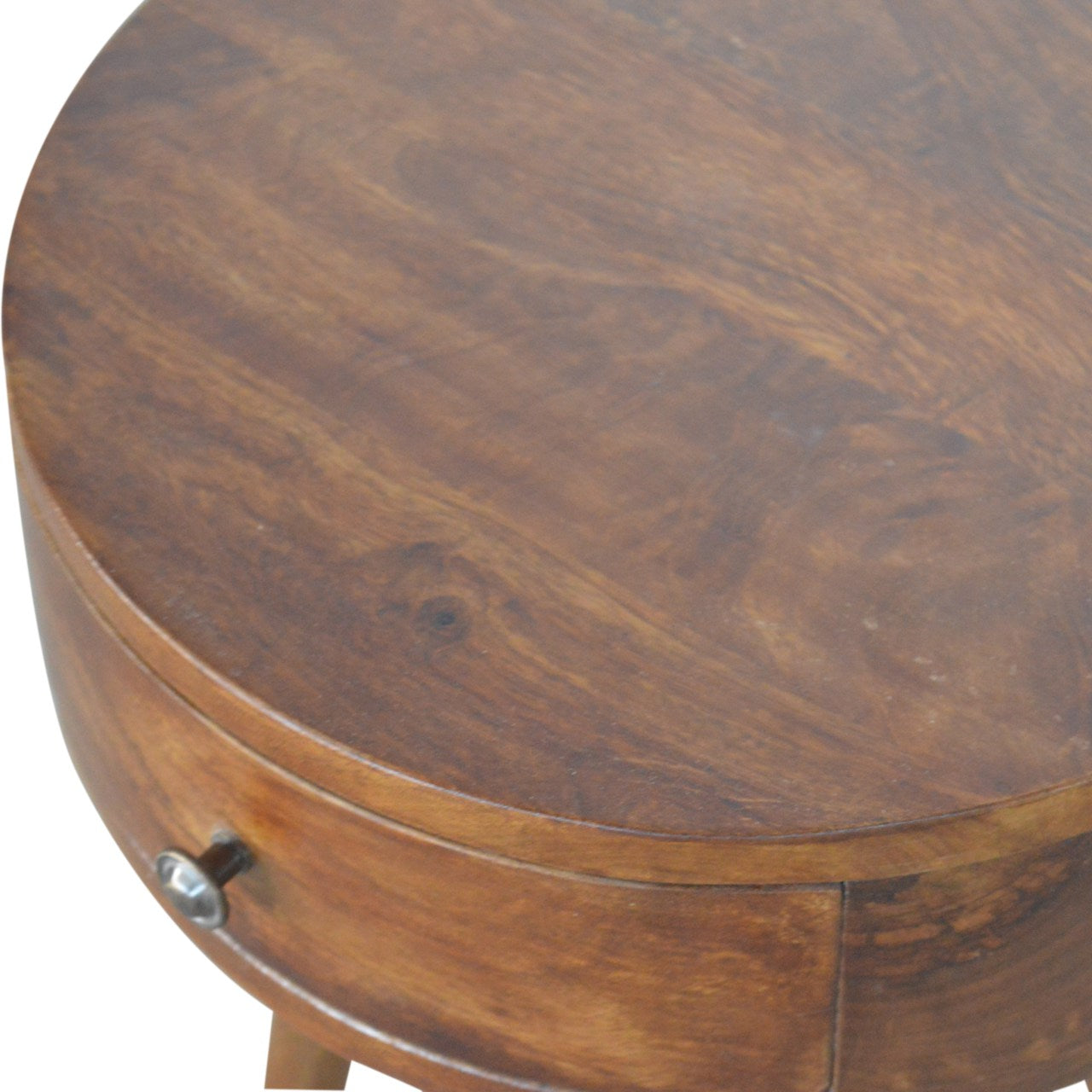 Nordic Chestnut Circular Shaped Bedside Table