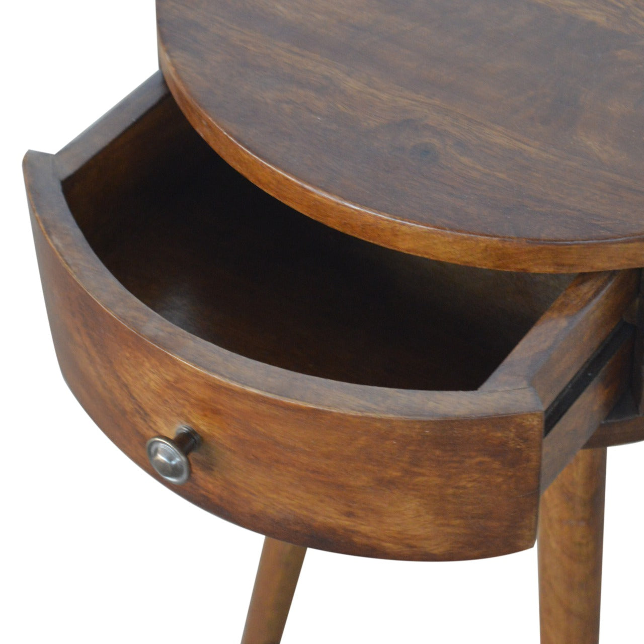 Nordic Chestnut Circular Shaped Bedside Table