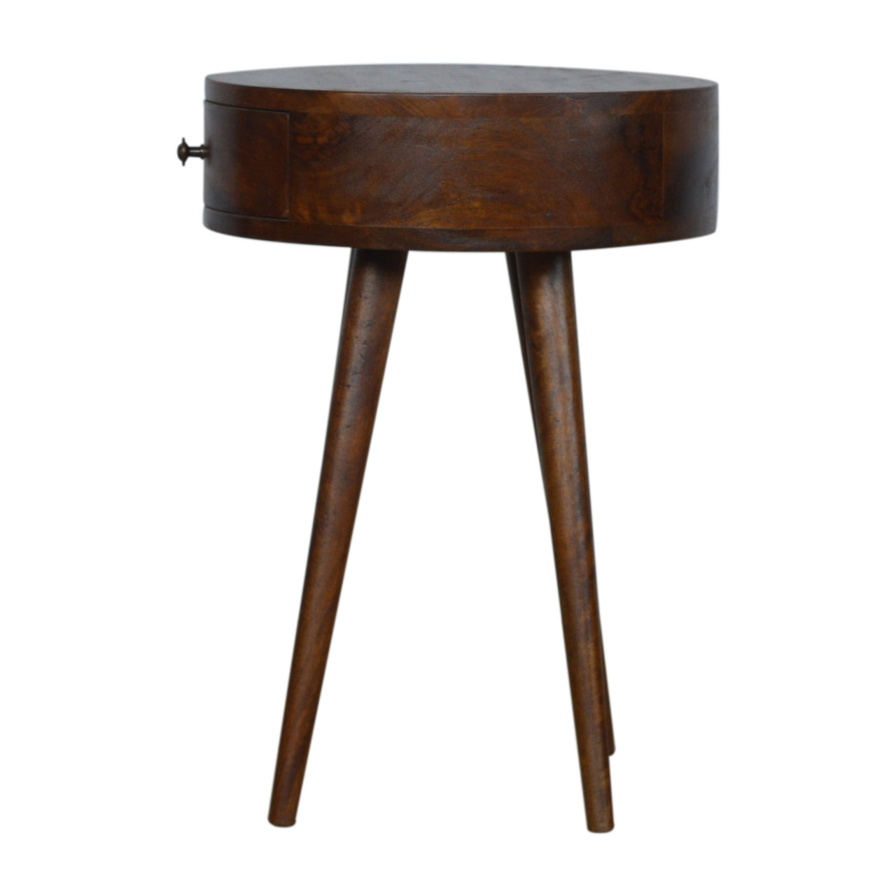 Nordic Chestnut Circular Shaped Bedside Table