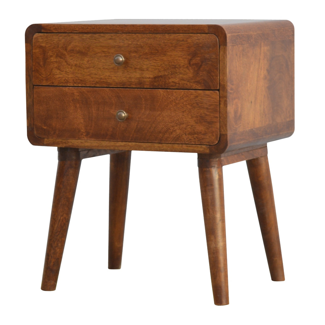 Curved Chestnut Bedside Table