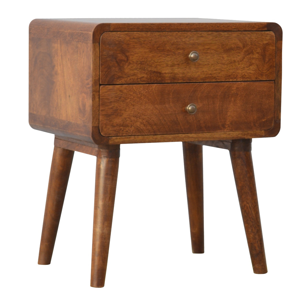 Curved Chestnut Bedside Table