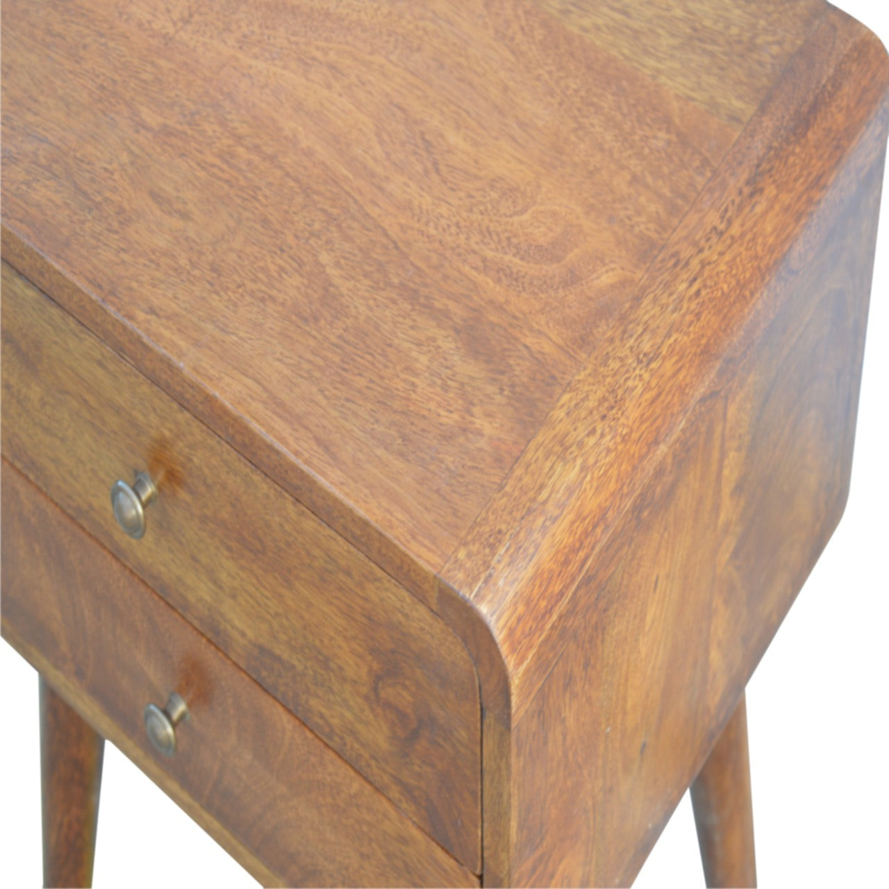 Curved Chestnut Bedside Table