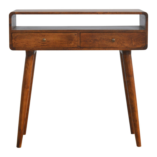 Curved Chestnut Console Table