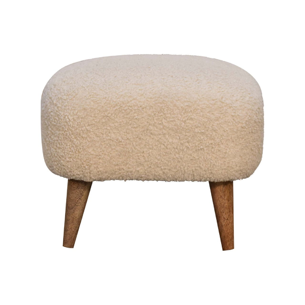 Bouclé Cream Square Footstool