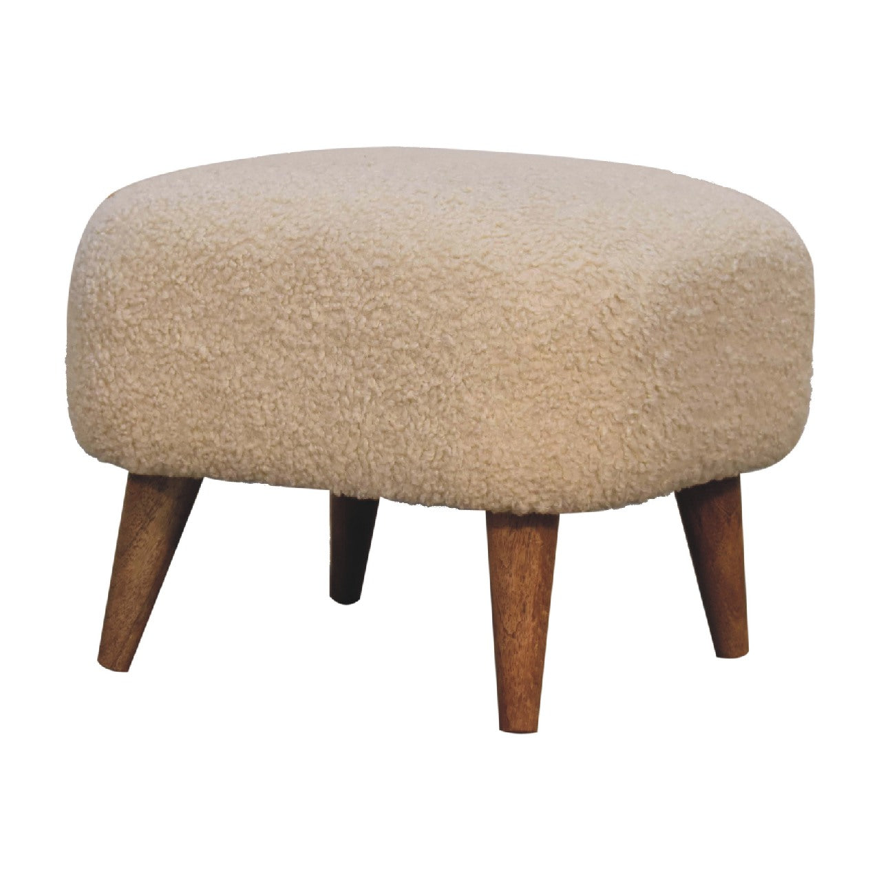 Bouclé Cream Square Footstool