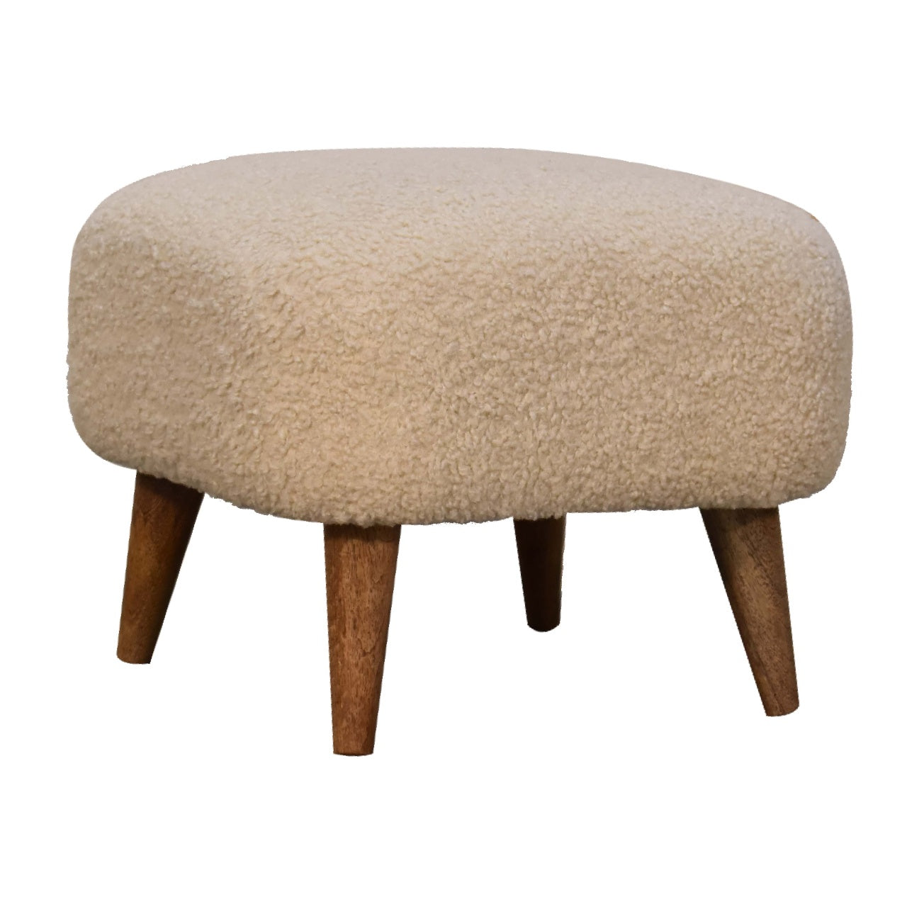 Bouclé Cream Square Footstool