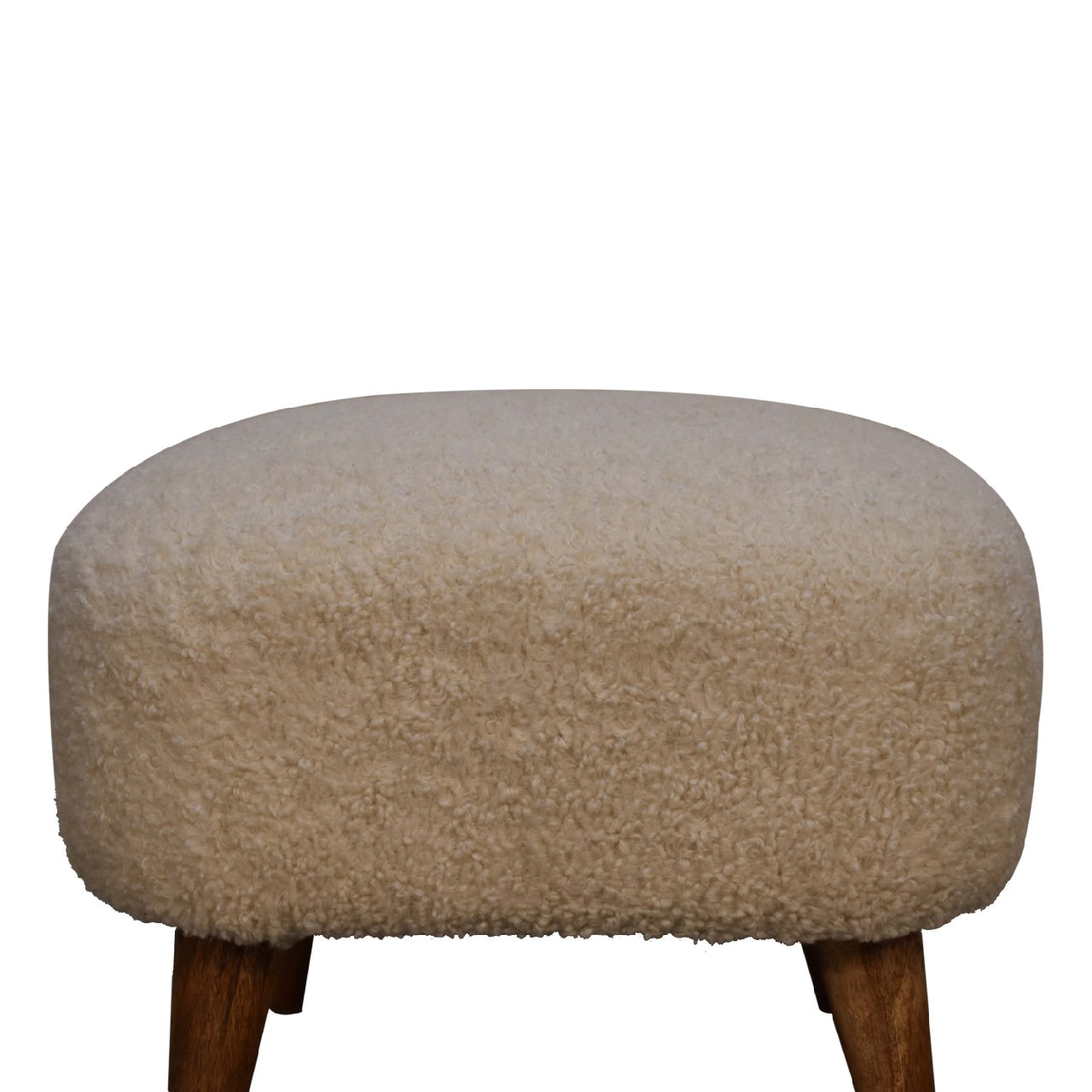 Bouclé Cream Square Footstool