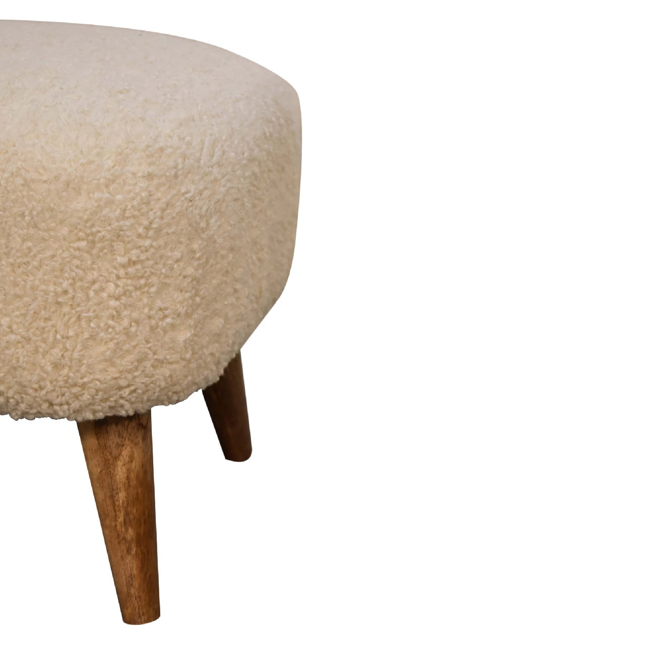 Bouclé Cream Square Footstool