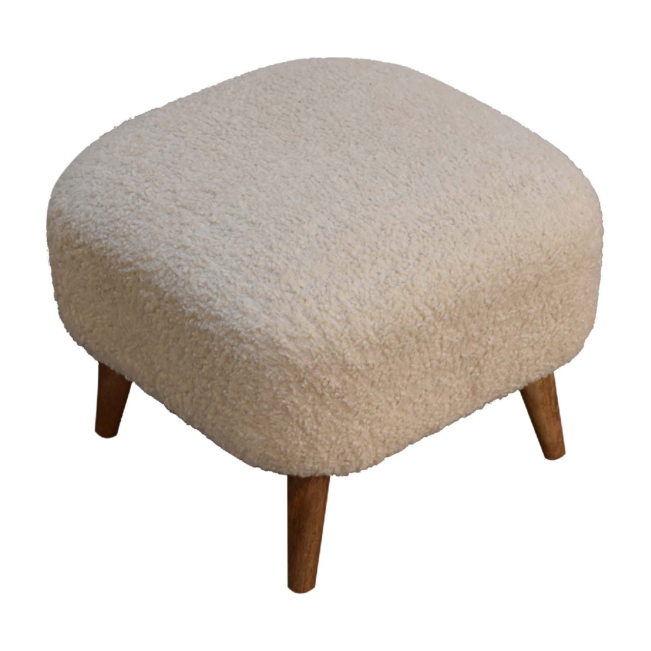 Bouclé Cream Square Footstool