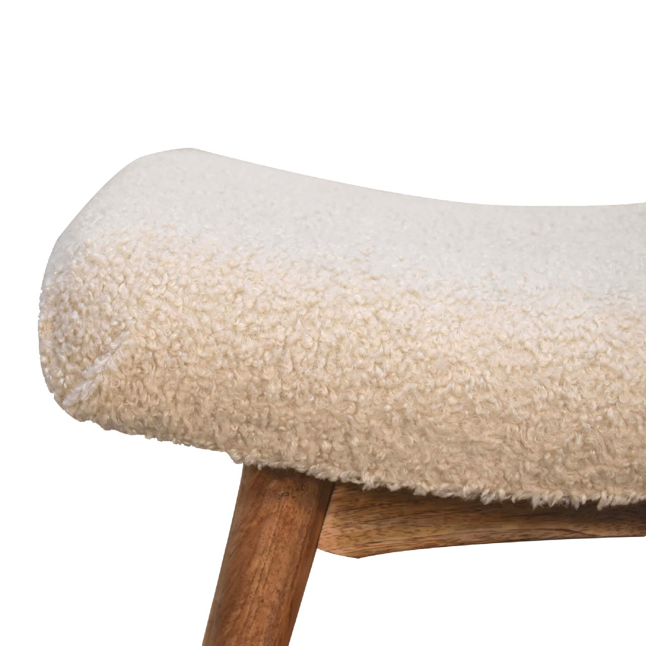 Bouclé Cream Curved Bench