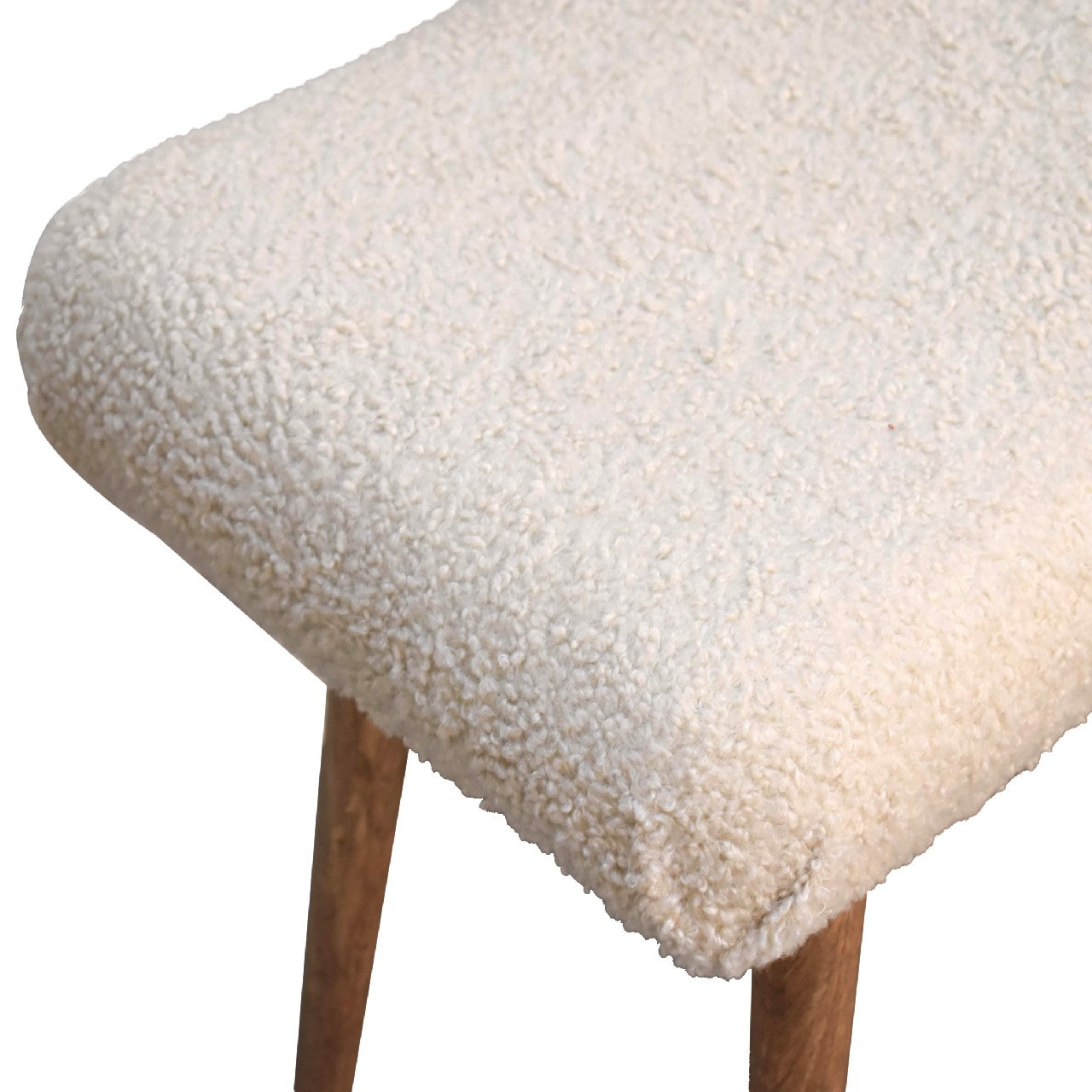 Bouclé Cream Curved Bench