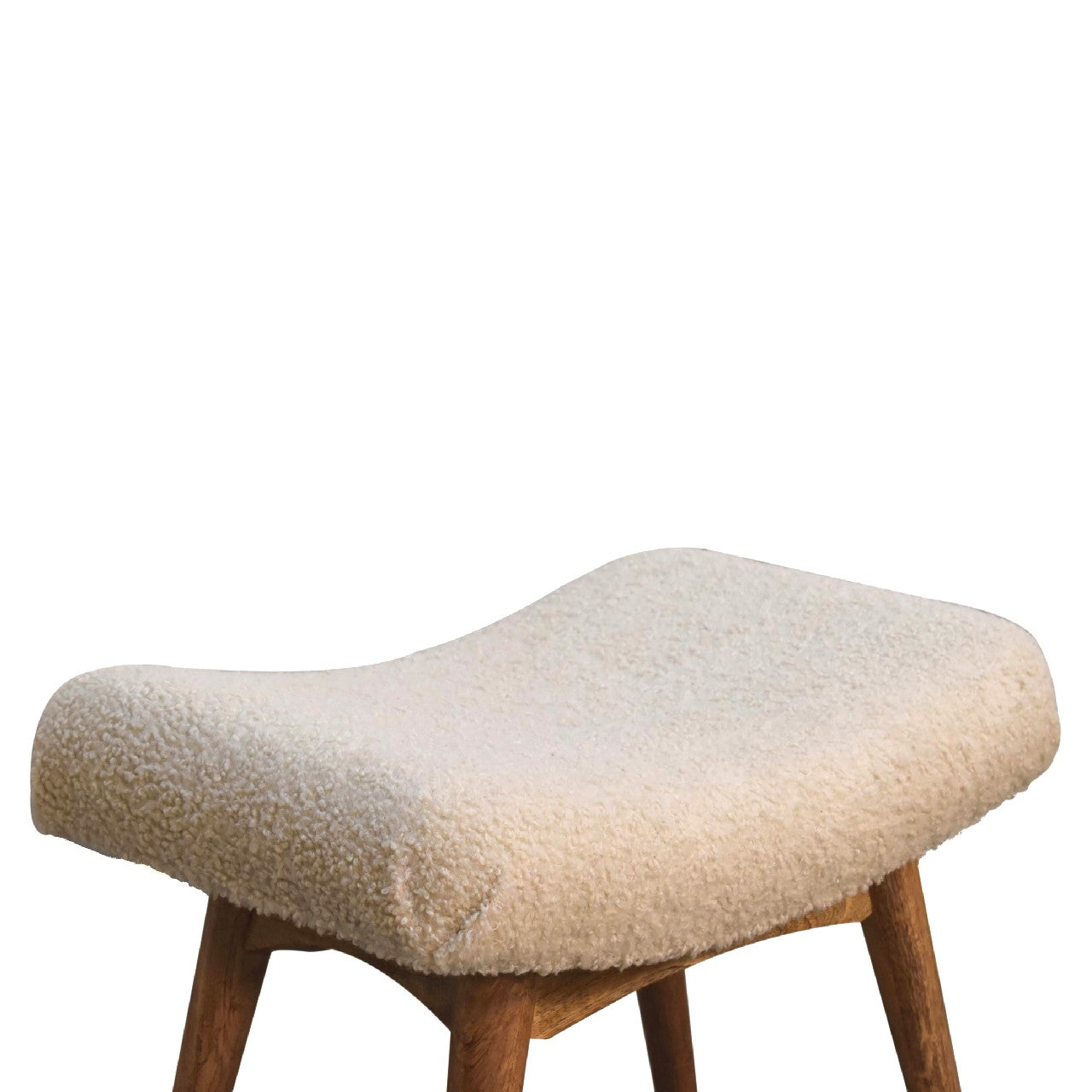 Bouclé Cream Curved Bench