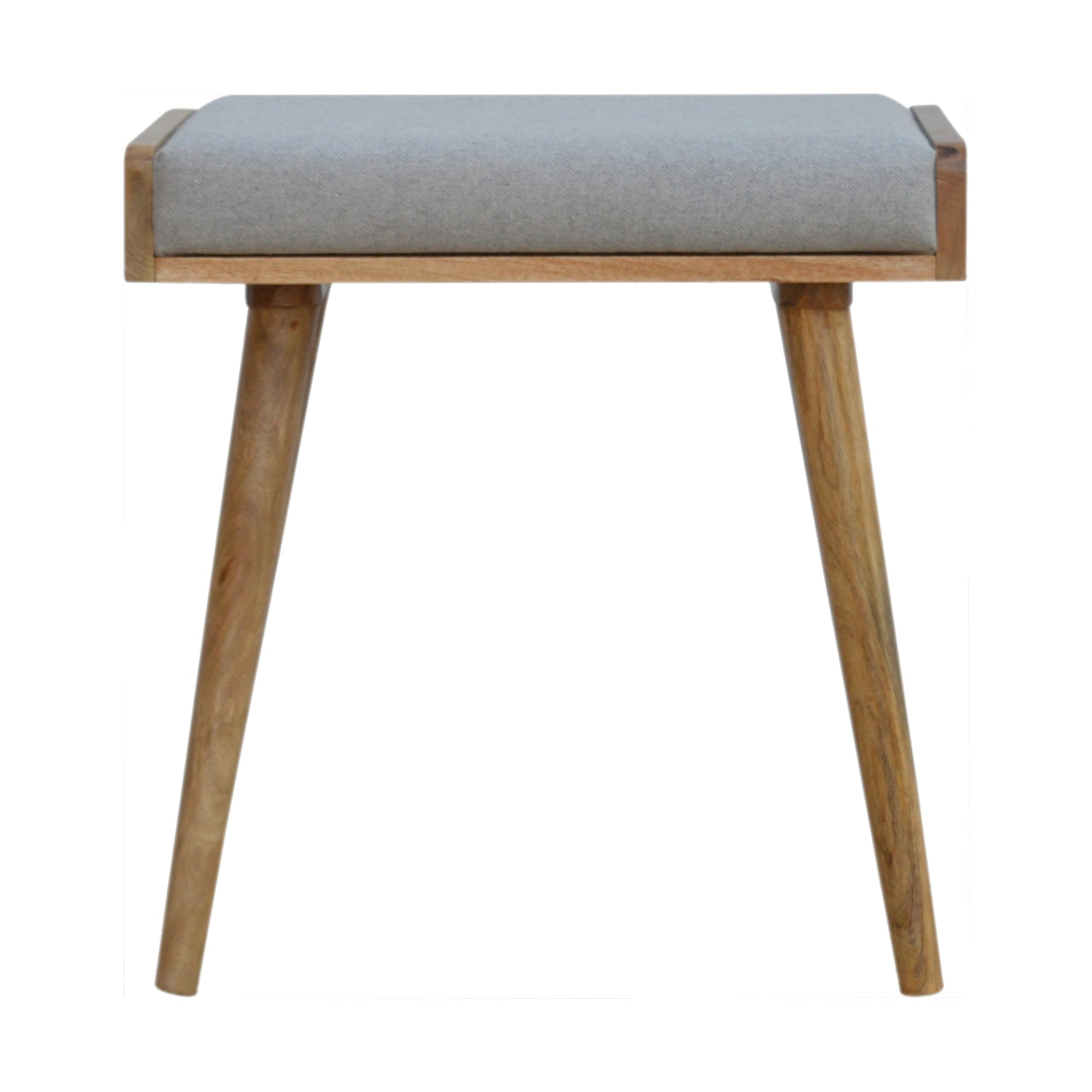 Grey Tweed Solid Wood Footstool