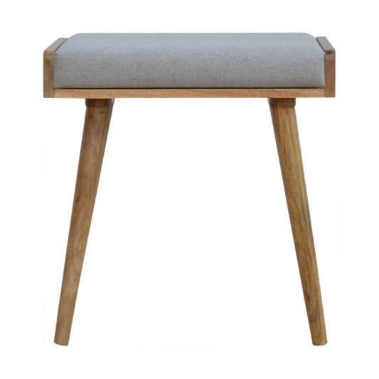 Grey Tweed Solid Wood Footstool