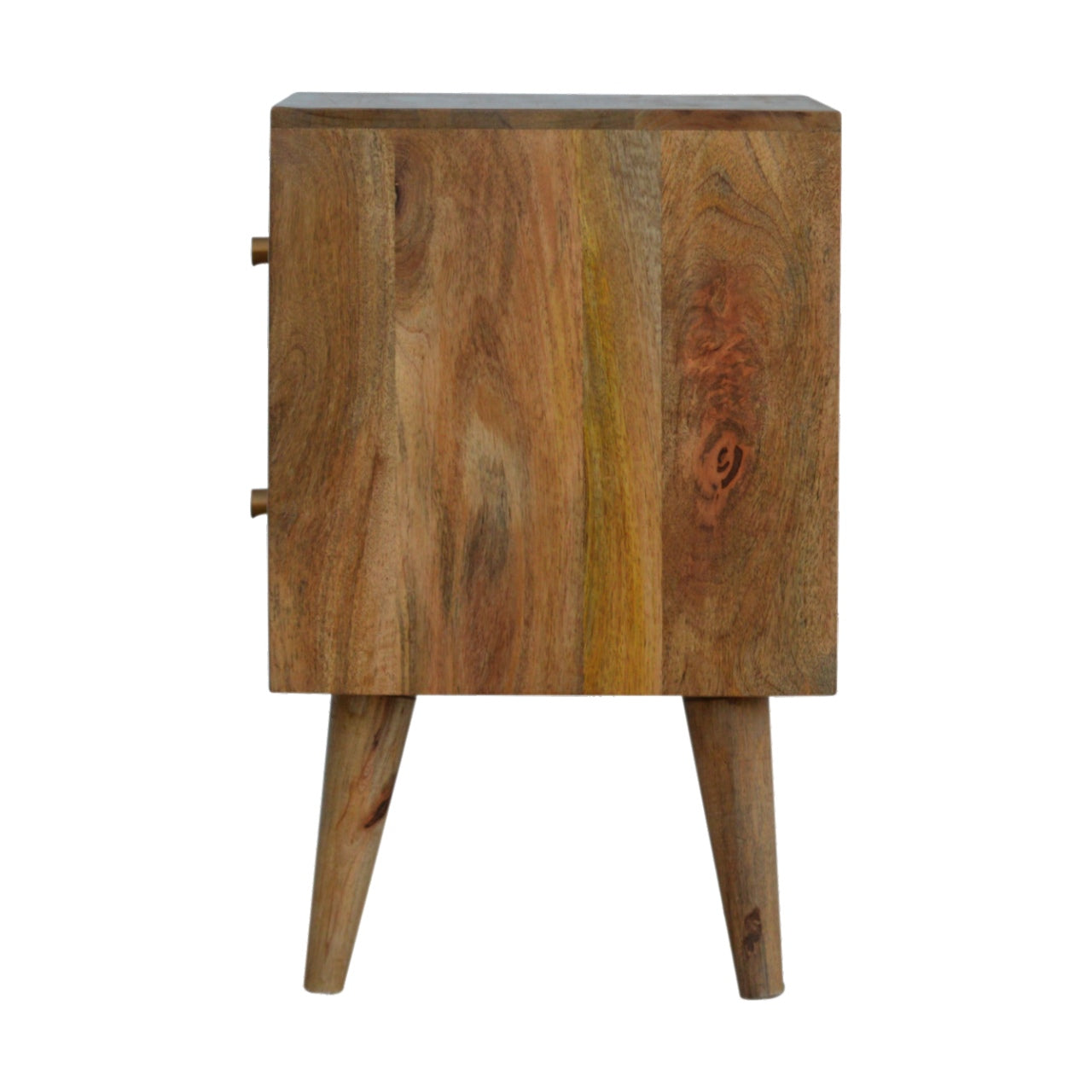 Cube Carved Bedside Table with 2 Drawers