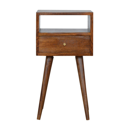 Petite Light Walnut Finish Bedside Table