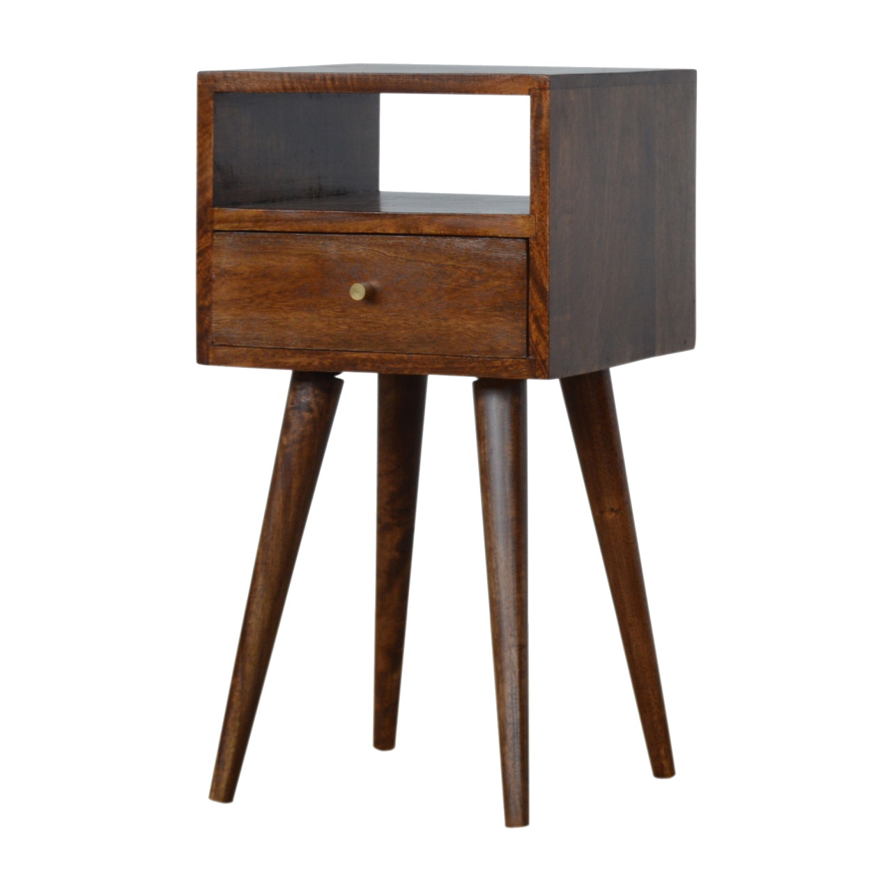 Petite Light Walnut Finish Bedside Table