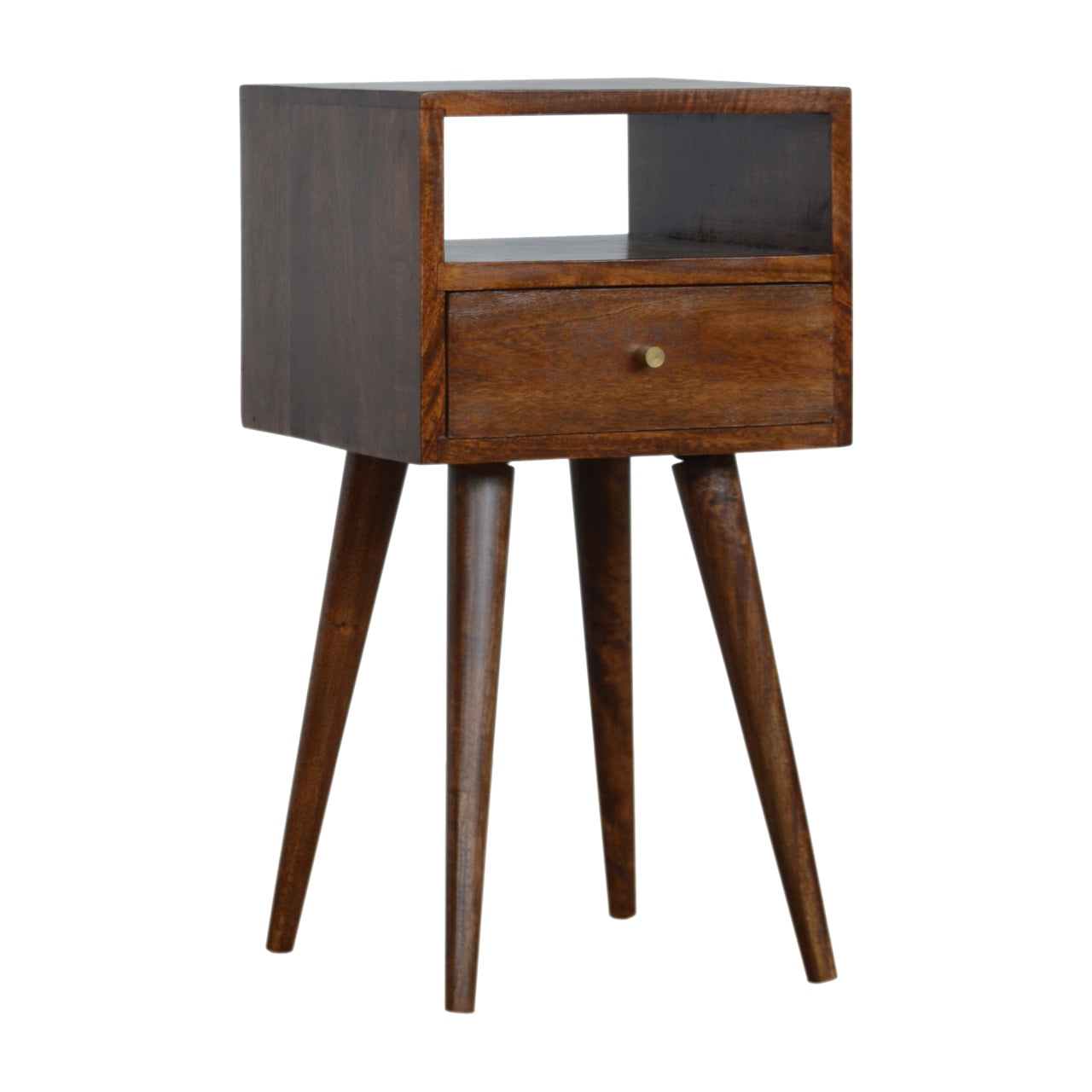 Petite Light Walnut Finish Bedside Table