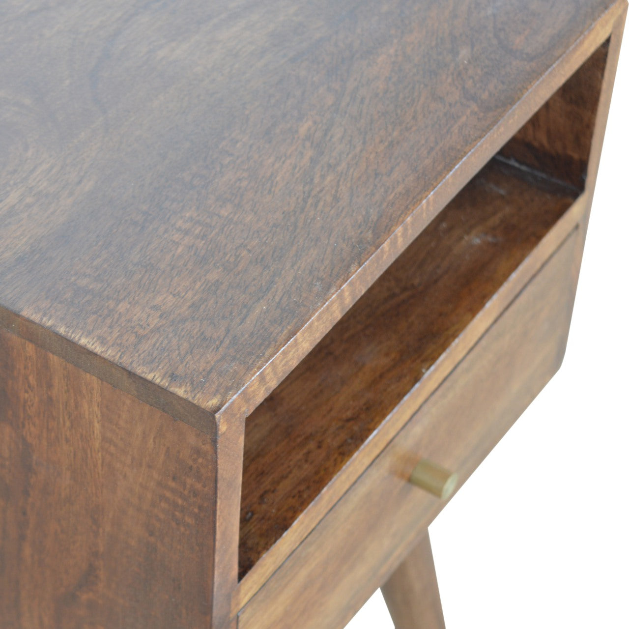 Petite Light Walnut Finish Bedside Table