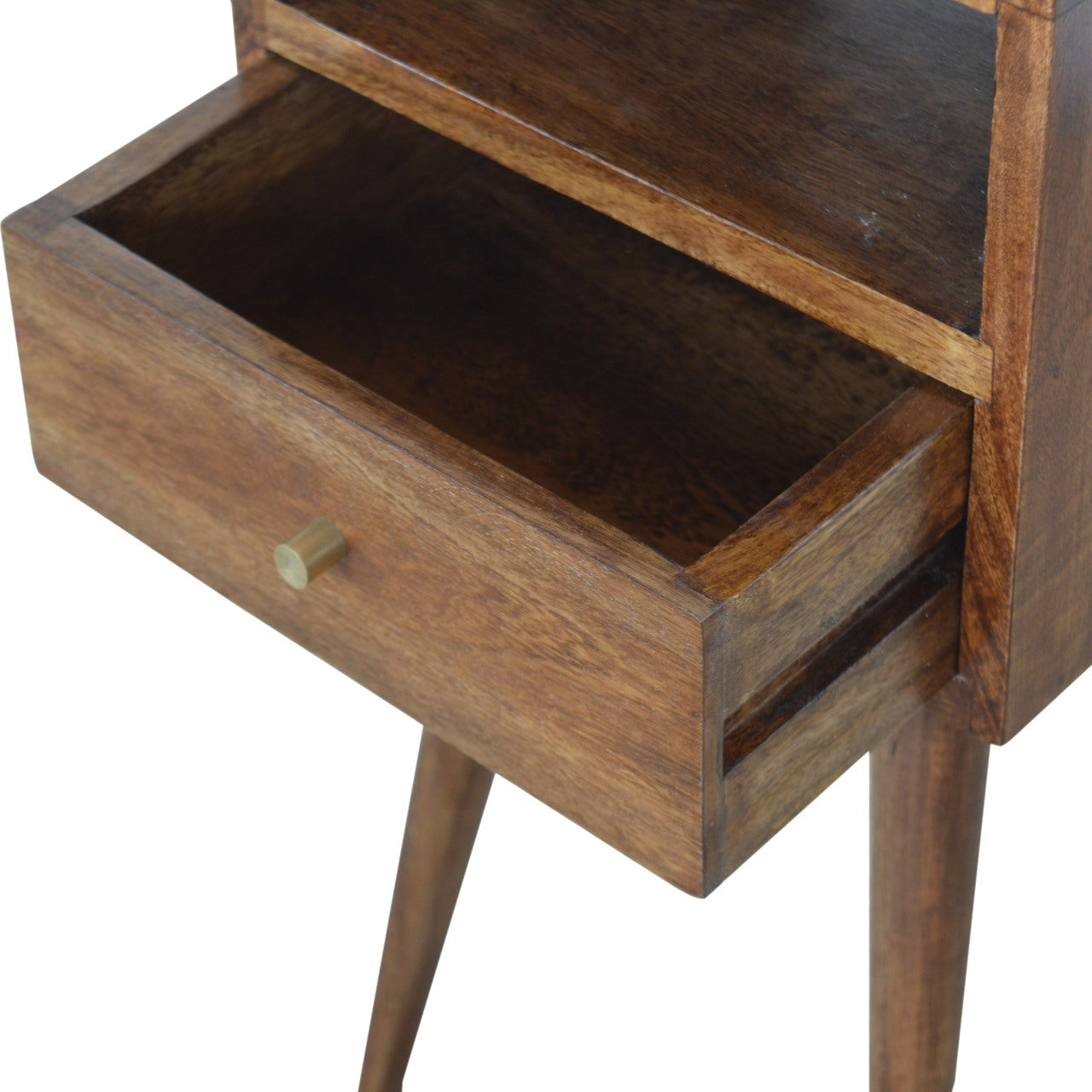 Petite Light Walnut Finish Bedside Table