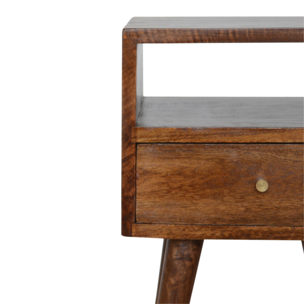 Petite Light Walnut Finish Bedside Table