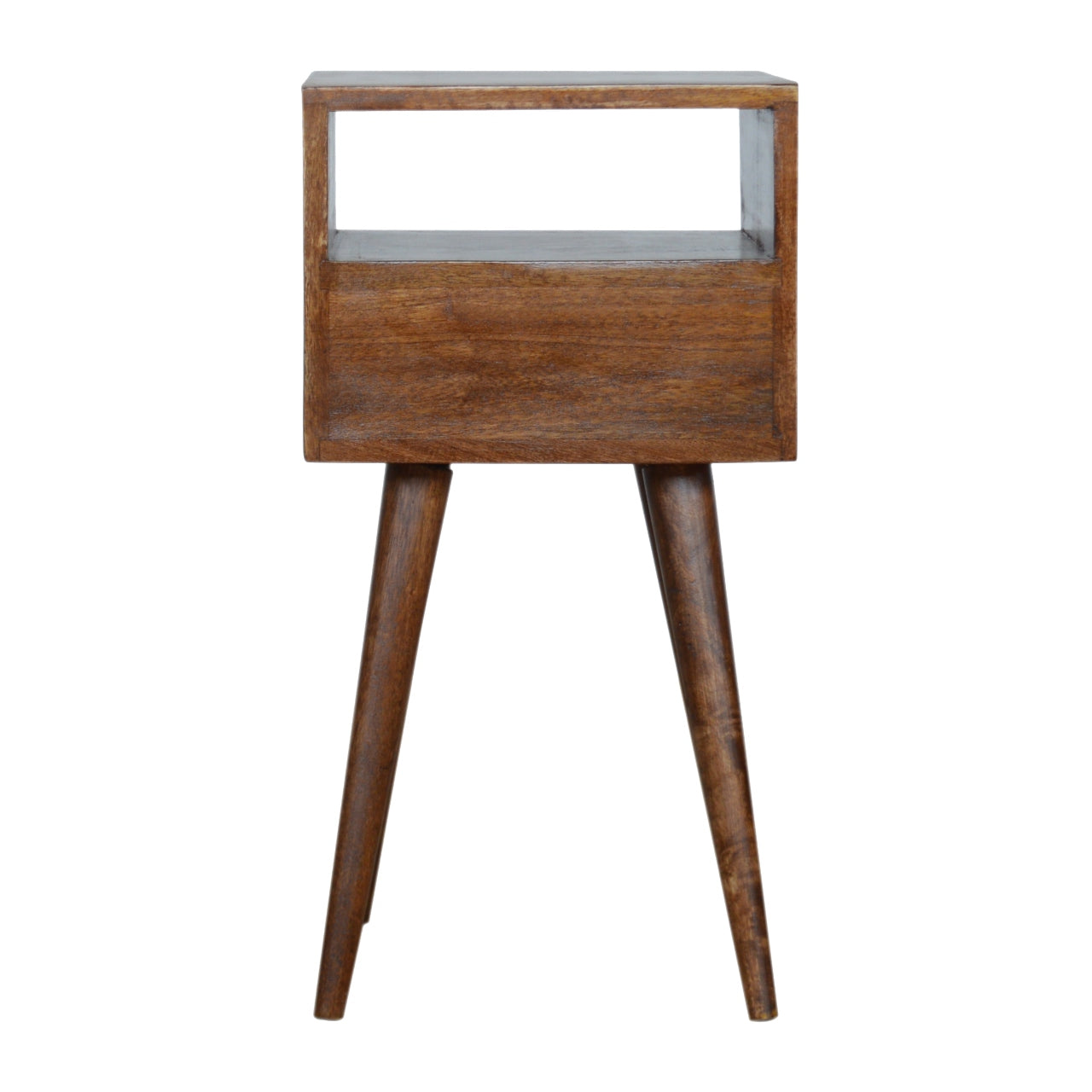 Petite Light Walnut Finish Bedside Table