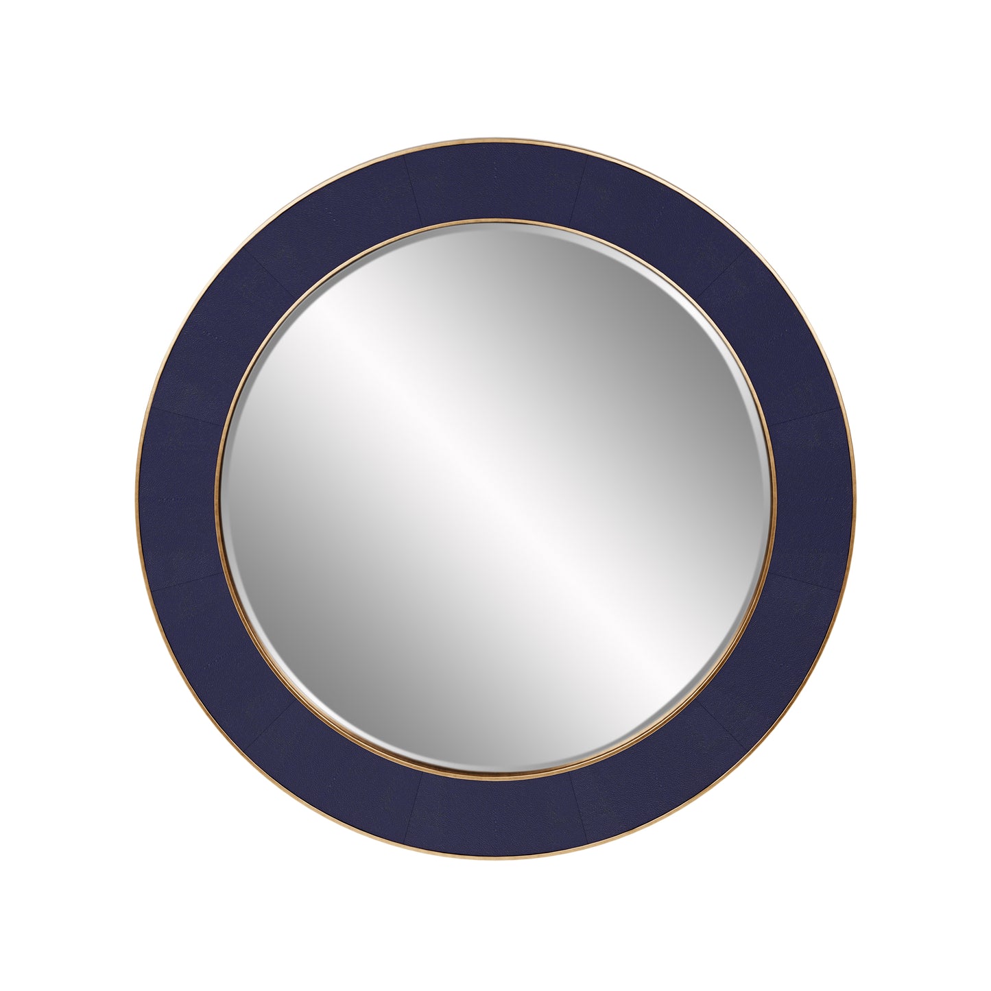 Willersley Brass Shagreen Blue Round Mirror