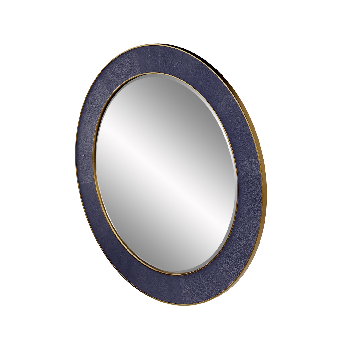 Willersley Brass Shagreen Blue Round Mirror