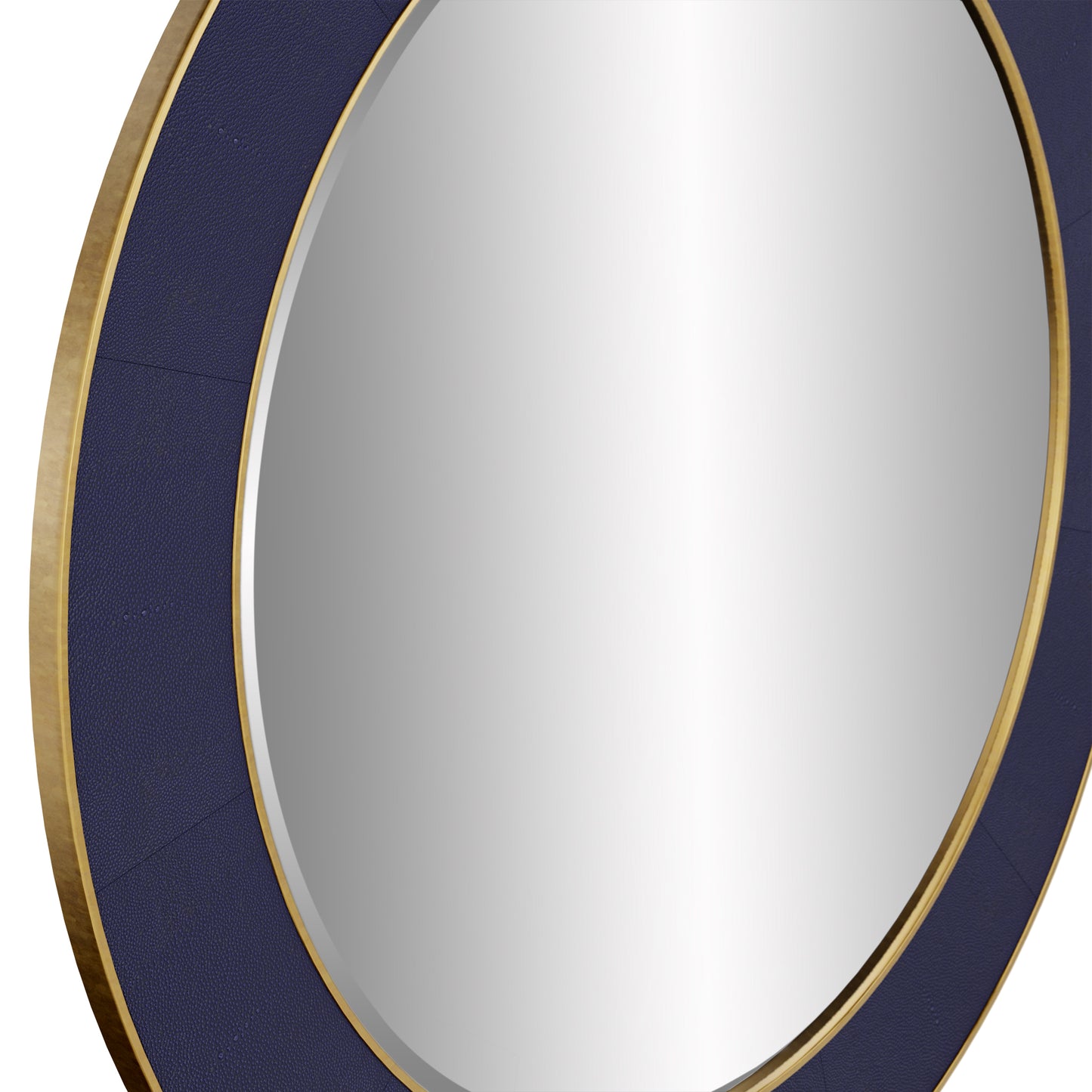 Willersley Brass Shagreen Blue Round Mirror