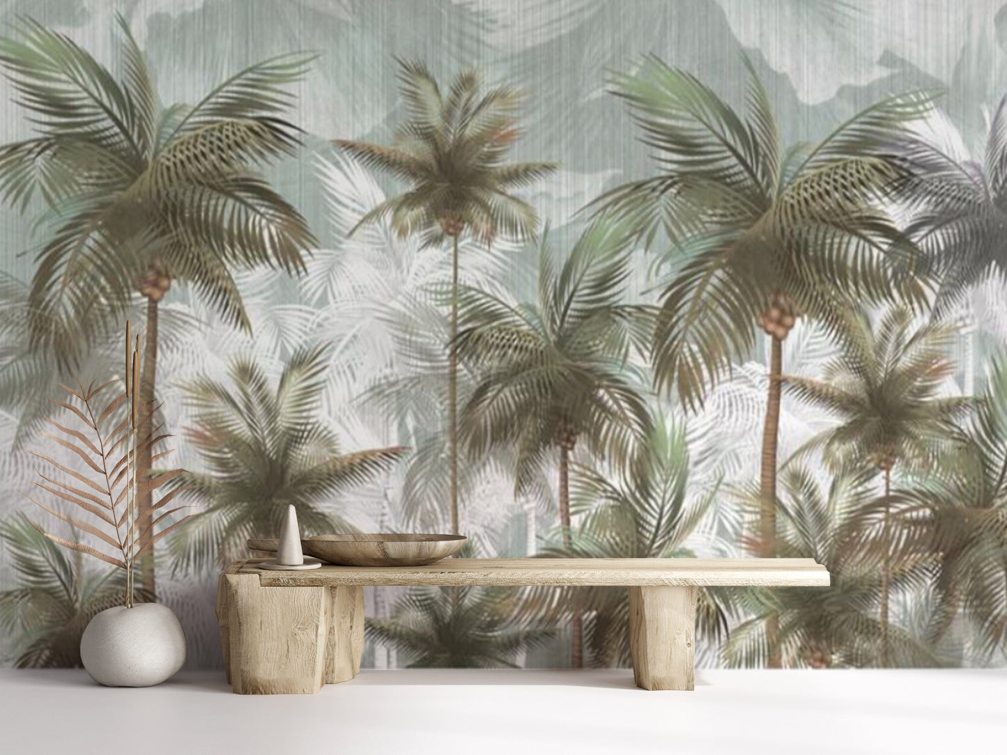 Dusky Coco Palm Trees Mural Wallpaper