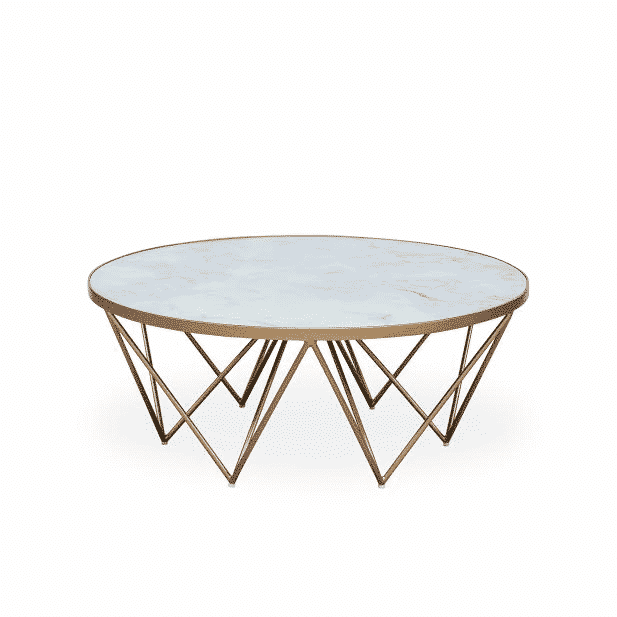 Crofton Round Coffee Table | White Marble Glass